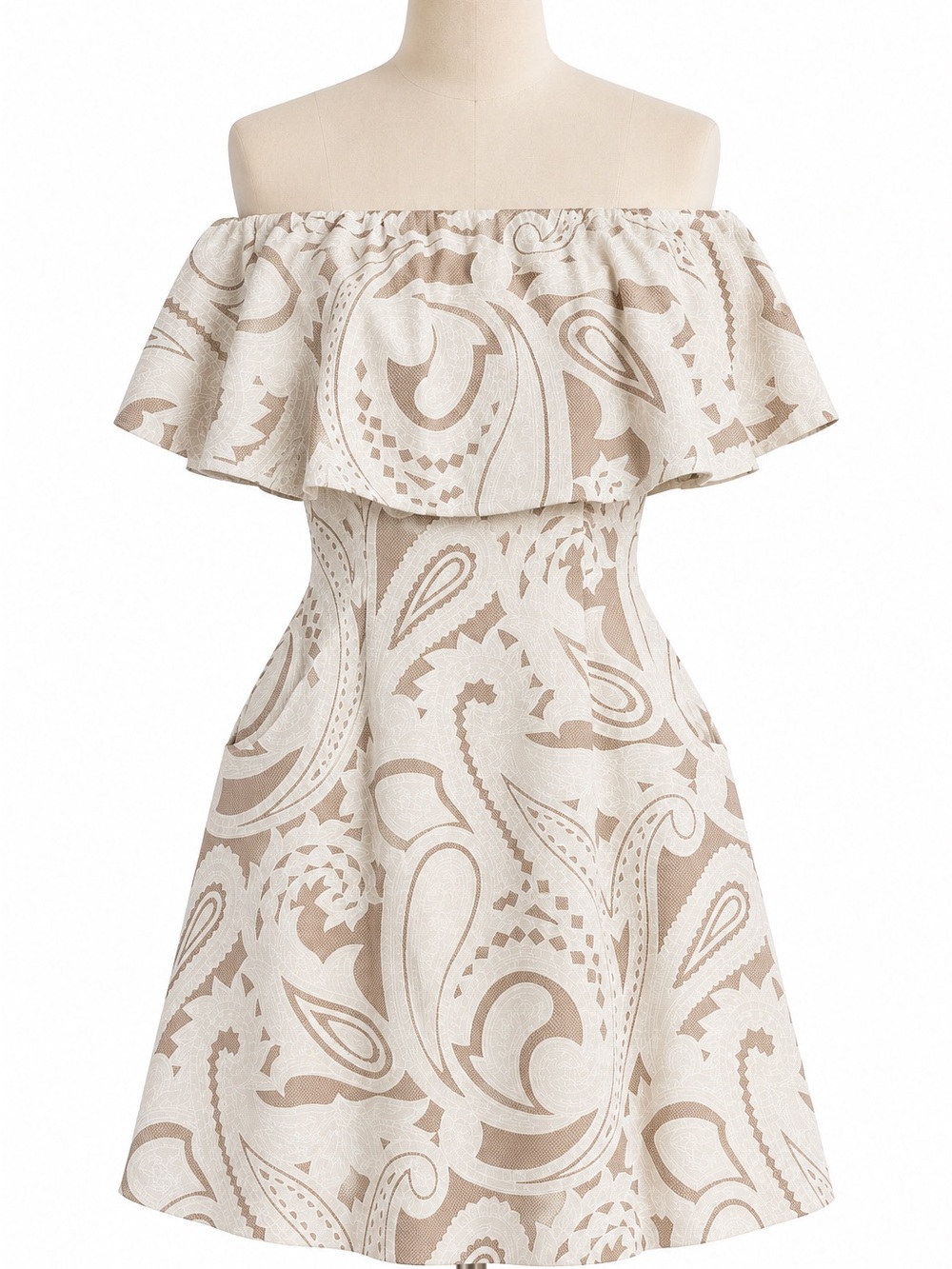 BCBGMAXAZRIA Paisley Off-Shoulder Dress Size 0